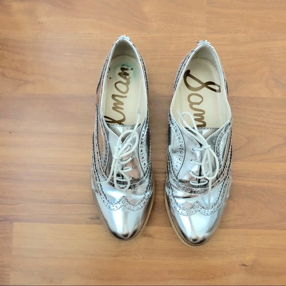 sam edelman silver oxfords